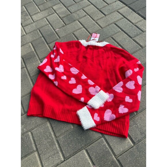 PEANUTS Charlie Brown Be My Valentine Knit Sweater in Red/White Sz LARGE NWT - Picture 6 of 7